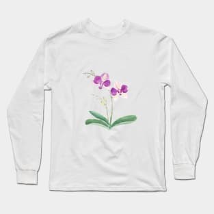 purple orchid watercolor Long Sleeve T-Shirt